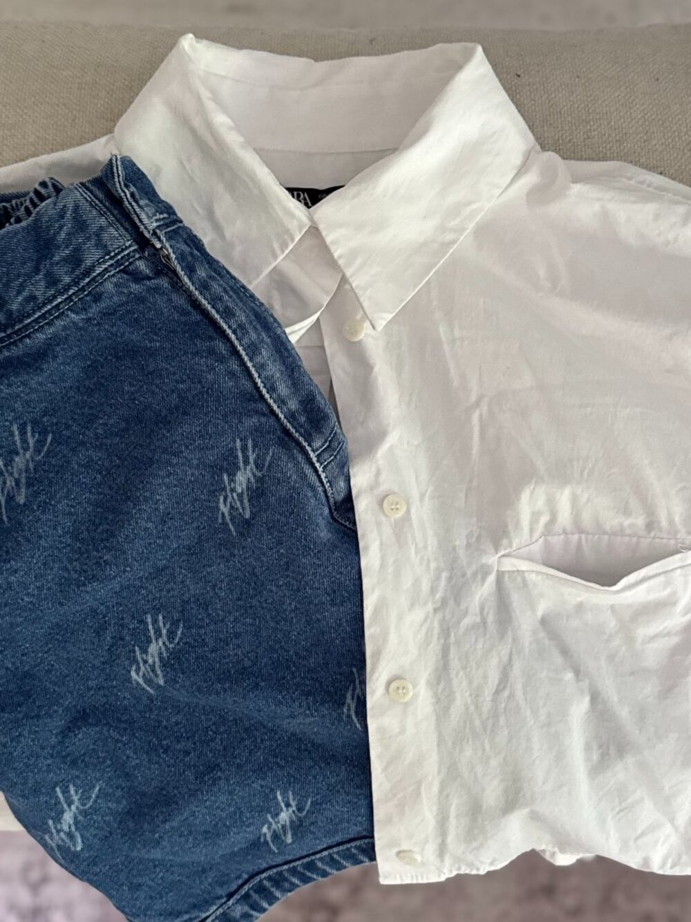 Zara Cropped Button Down Shirt Small White Poplin It Girl Minimalist NWOT - Picture 11 of 12